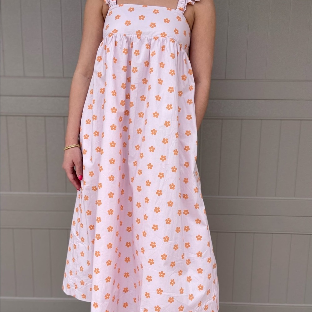 Brand New Babydoll Pink Floral Midi Dress. Size Small